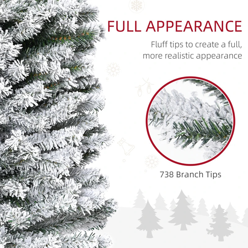 MegaMart 7.5ft Artificial Snow Flocked Christmas Tree, Winter Style Holiday Xmas Pencil Tree with Foldable Steel Stand Home Indoor Decoration, Green Slim Unlit Pine Hinged PVC | AosomLoading...Loading...Loading...Loading...Loading...Loading...Loading