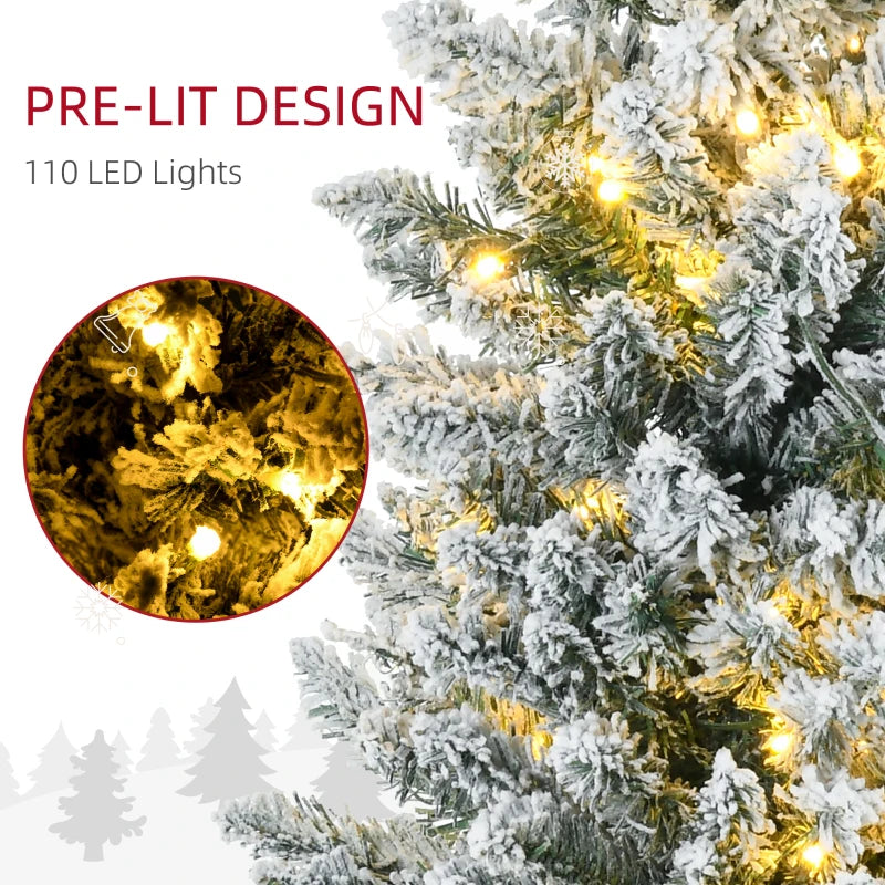 MegaMart 5ft Pencil Christmas Tree, Slim Artificial Christmas Tree with Realistic Branches and Warm White LED Lights, Green