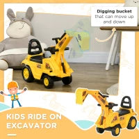 HOMCOM 2-in-1 Ride On Excavator Cart – Yellow