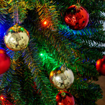 MegaMart 8' Artificial Pencil Christmas Trees Holiday Decoration with Colorful LED Lights, Steel Base, Skinny Shape