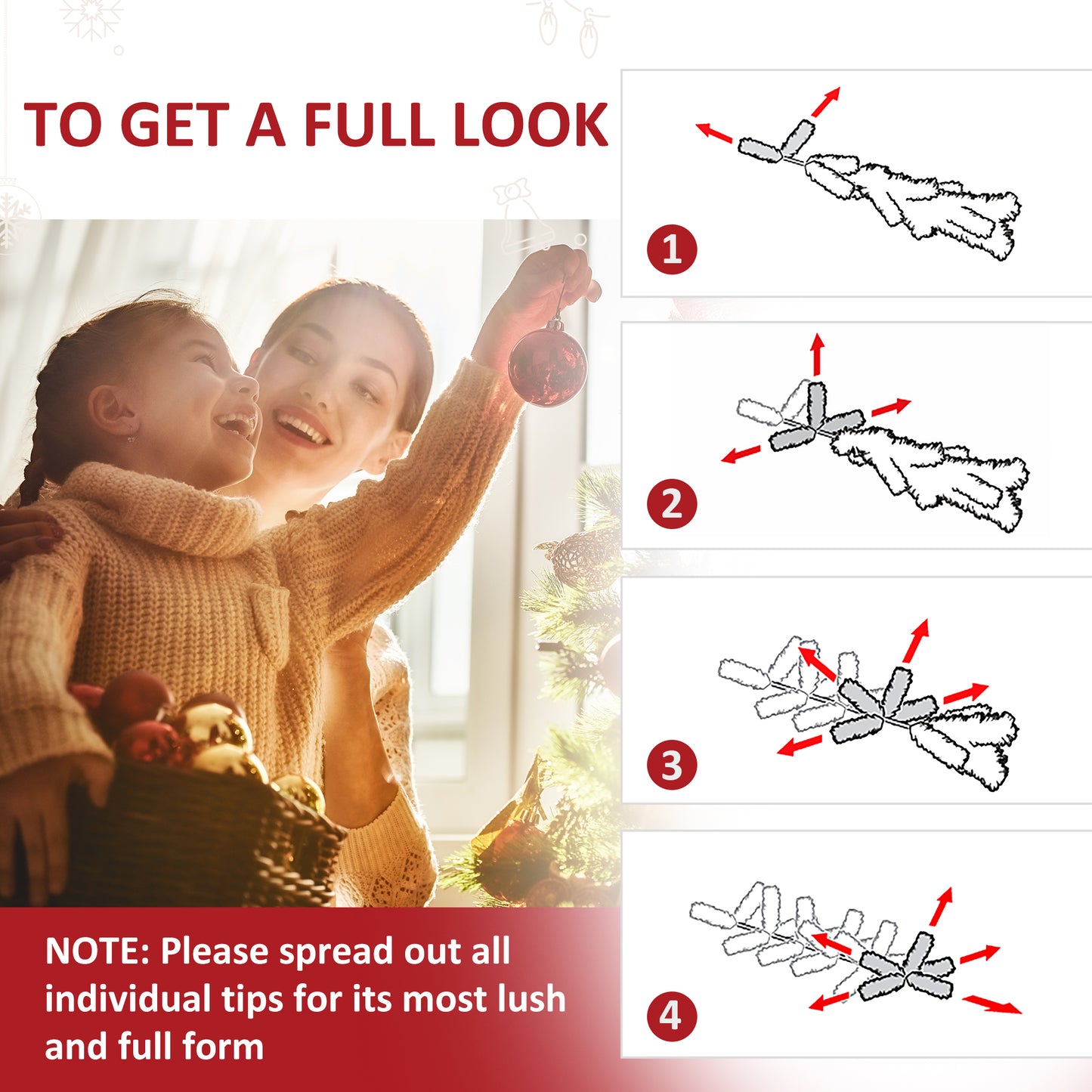 MegaMart 7ft Pre-Lit Full Douglas Fir Artificial Christmas Tree with Realistic Branches, 700 Warm White LED Lights and 2154 Tips