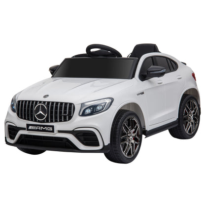 MegaMart 12V Toddler Ride On Car with Remote Control, Mercedes Benz AMG GLC63S Coupe, Electric Car with 2 Speed, MP3 Player, Light, Horn, Songs, Suspension, White