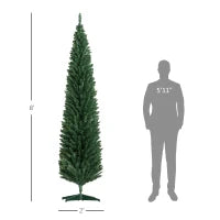 MegaMart 8ft Unlit Pencil Artificial Christmas Tree with Realistic Branches and 618 Tips, Plastic Base, Green