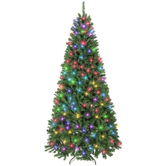 MegaMart 7.5ft Prelit Christmas Tree with RGB Dynamic LEDs, Remote Control, Daily Timer, Hinged Xmas Tree, Easy Assembly