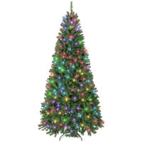 MegaMart 7.5ft Prelit Christmas Tree with RGB Dynamic LEDs, Remote Control, Daily Timer, Hinged Xmas Tree, Easy Assembly