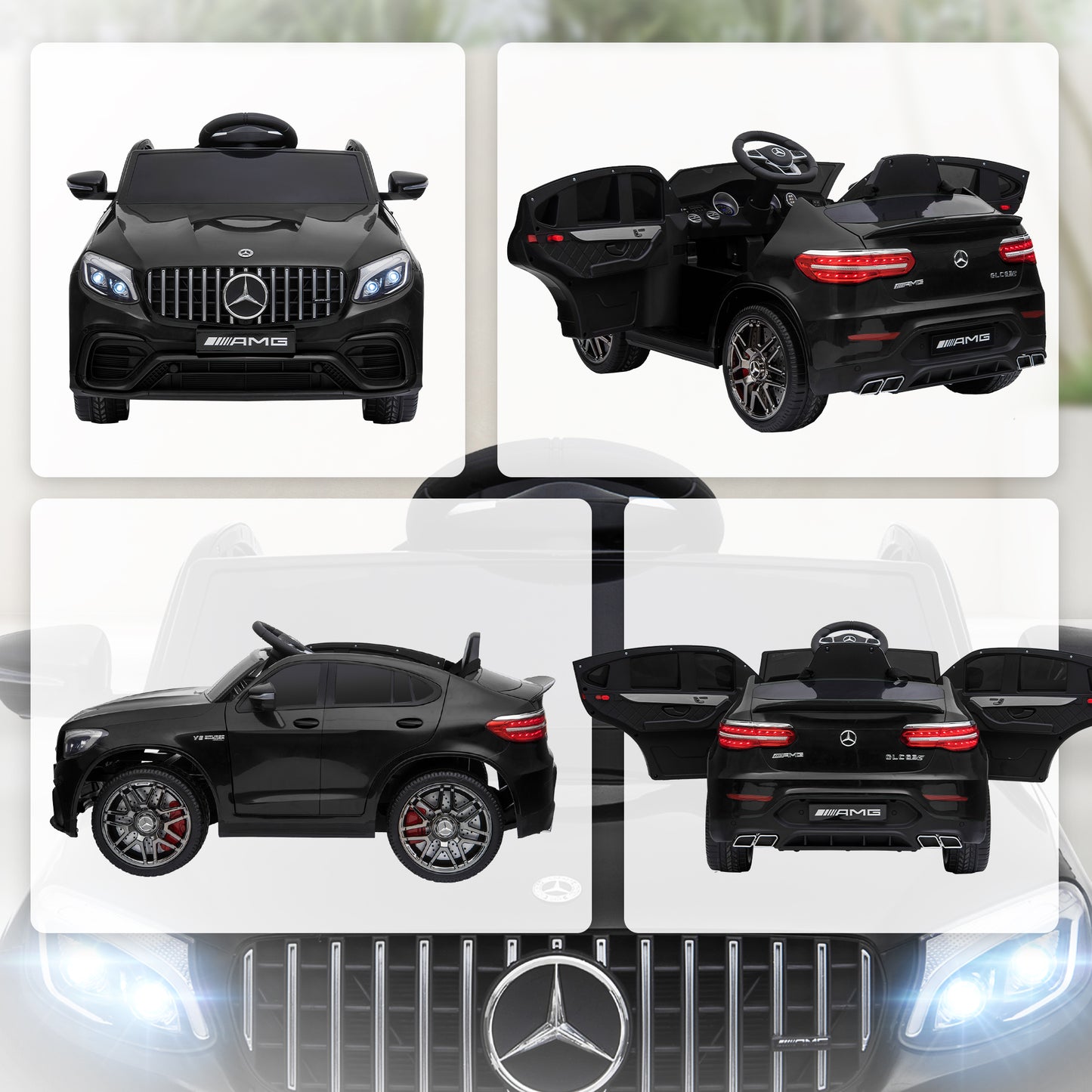 MegaMart Toddler Ride On Car (Mercedes Benz AMG GLC63S Coupe) Electric Kids Ride On Car with 2 Speed, MP3 Player, Light, Horn, Songs, Suspension - Fun for Toddlers and Kids - Black
