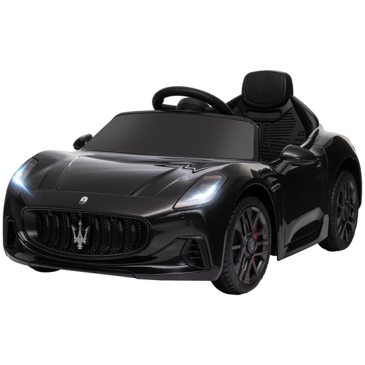 MegaMart Maserati Gran Turismo Licensed 12V Kids Electric Car w/ Remote Control, Soft Start, LED Lights, Music, Horn, Black