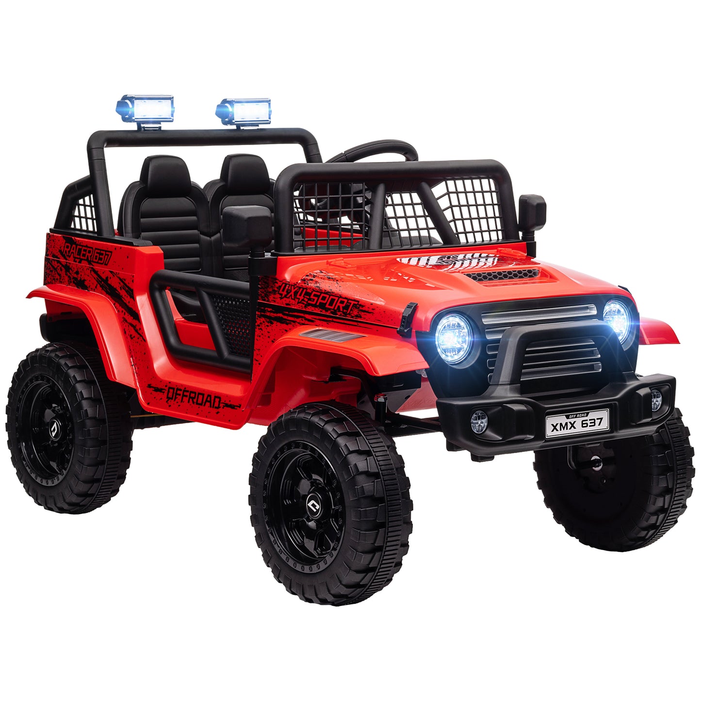 MegaMart 12V Ride on Car, Ride on Truck w/ Remote, 4 Suspension Wheels, 3 MPH Max Speed, Music, Horn & Lights, Red