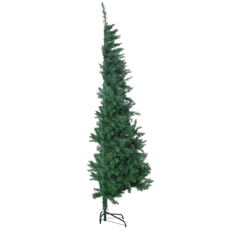 MegaMart 7' Artificial Half Christmas Trees with Auto Open, Steel Base, for Indoor Xmas Décor