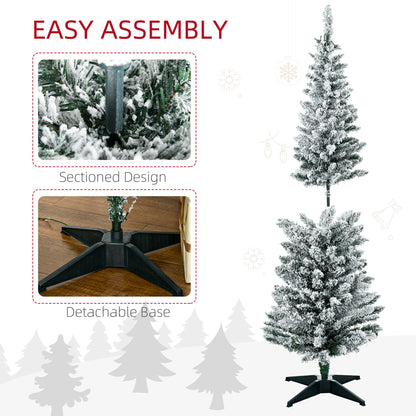 MegaMart 5ft Pencil Christmas Tree, Slim Artificial Christmas Tree with Realistic Branches and Warm White LED Lights, Green