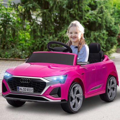 MegaMart Audi Q8 e-tron Sportback Licensed 12V Battery Powered Kids Electric Car w/ Spring Suspension, Soft Start, Pink