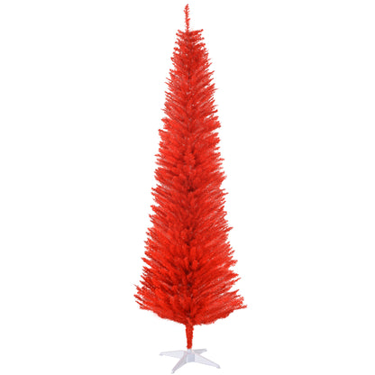 MegaMart 7FT Decorated Christmas Tree, Pencil Christmas Tree with 499 Realistic Branch Tips and Plastic Stand, Red