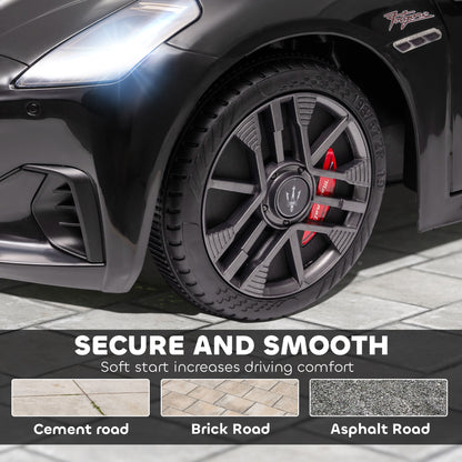 MegaMart Maserati Gran Turismo Licensed 12V Kids Electric Car w/ Remote Control, Soft Start, LED Lights, Music, Horn, Black