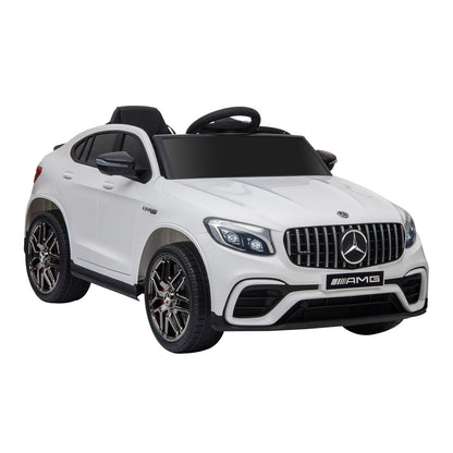 MegaMart 12V Toddler Ride On Car with Remote Control, Mercedes Benz AMG GLC63S Coupe, Electric Car with 2 Speed, MP3 Player, Light, Horn, Songs, Suspension, White
