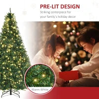 MegaMart 7ft Pre-Lit Full Douglas Fir Artificial Christmas Tree with Realistic Branches, 700 Warm White LED Lights and 2154 Tips