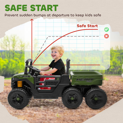 MegaMart 24V 4WD Kids Ride On Car with 6 Wheels, Electric Ride On Car with Dump Bed, Remote for 3-8 Years, Green