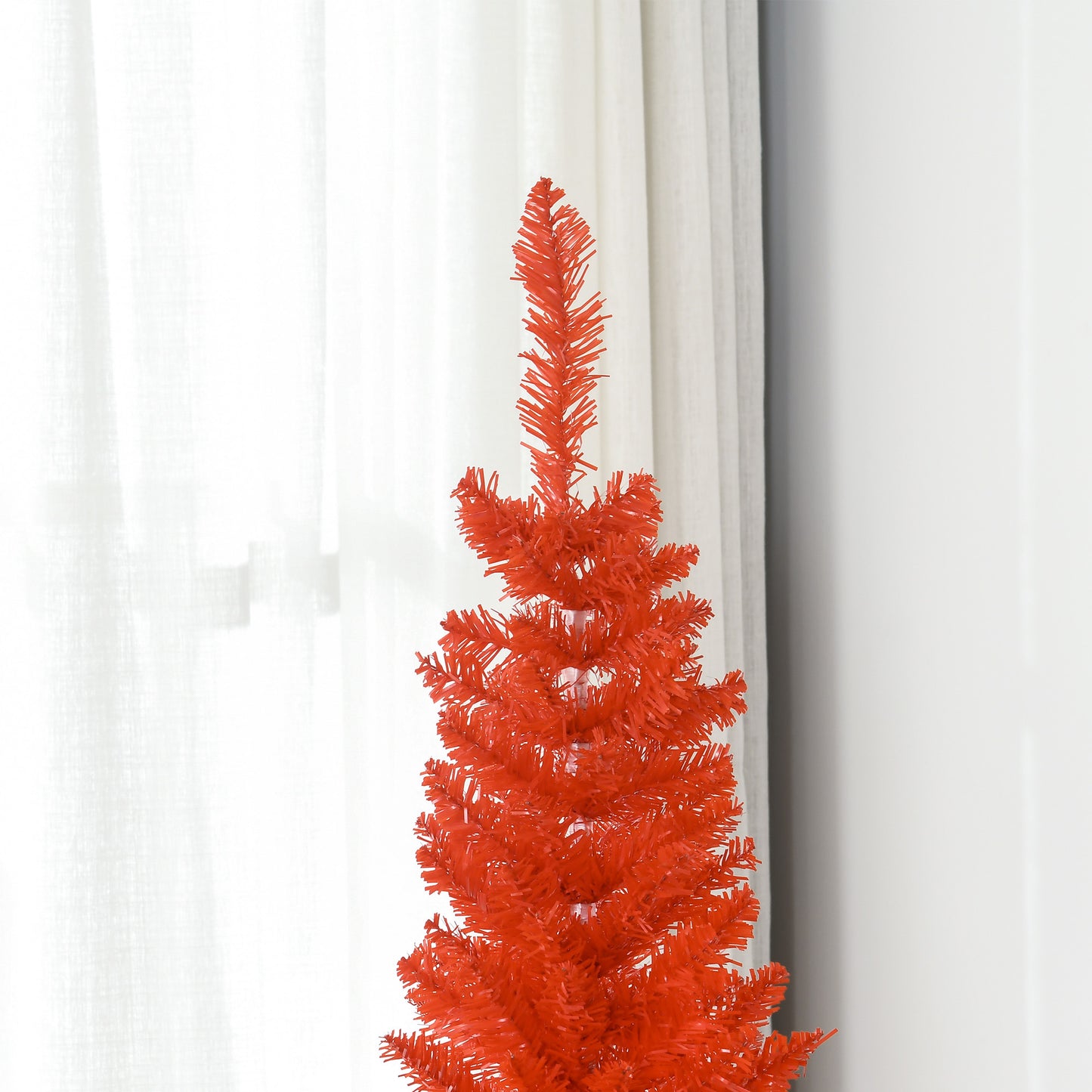 MegaMart 5FT Decorated Christmas Tree, Pencil Christmas Tree with 294 Realistic Branch Tips and Plastic Stand, Red