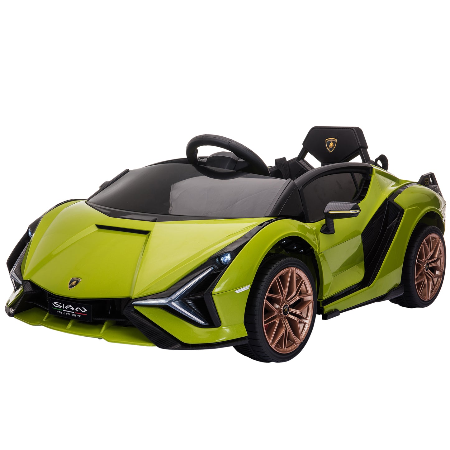 MegaMart 12V Lamborghini SIAN Licensed Electric Car for kids with Remote Control, Horn, Music, & Headlights, Green