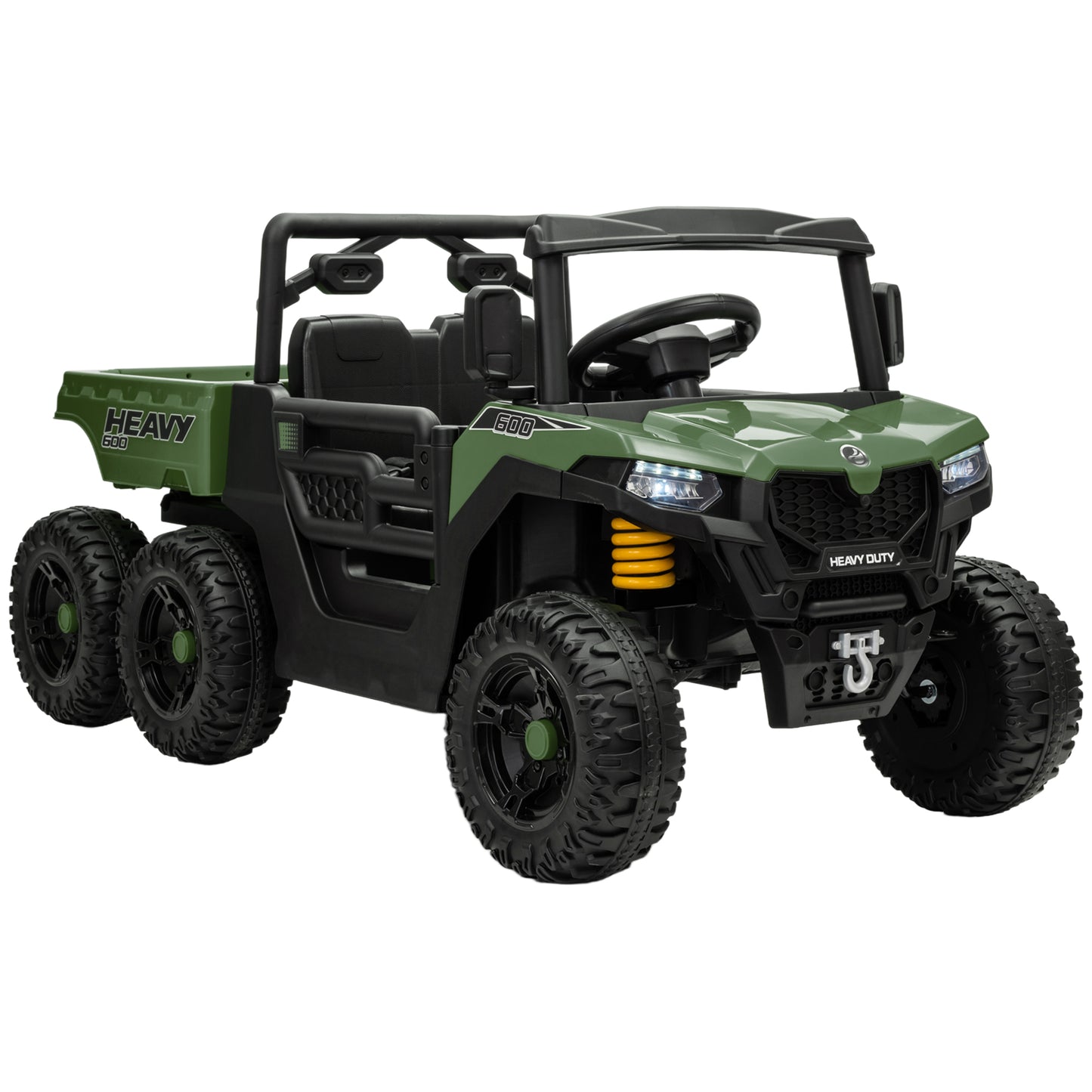 MegaMart 24V 4WD Kids Ride On Car with 6 Wheels, Electric Ride On Car with Dump Bed, Remote for 3-8 Years, Green