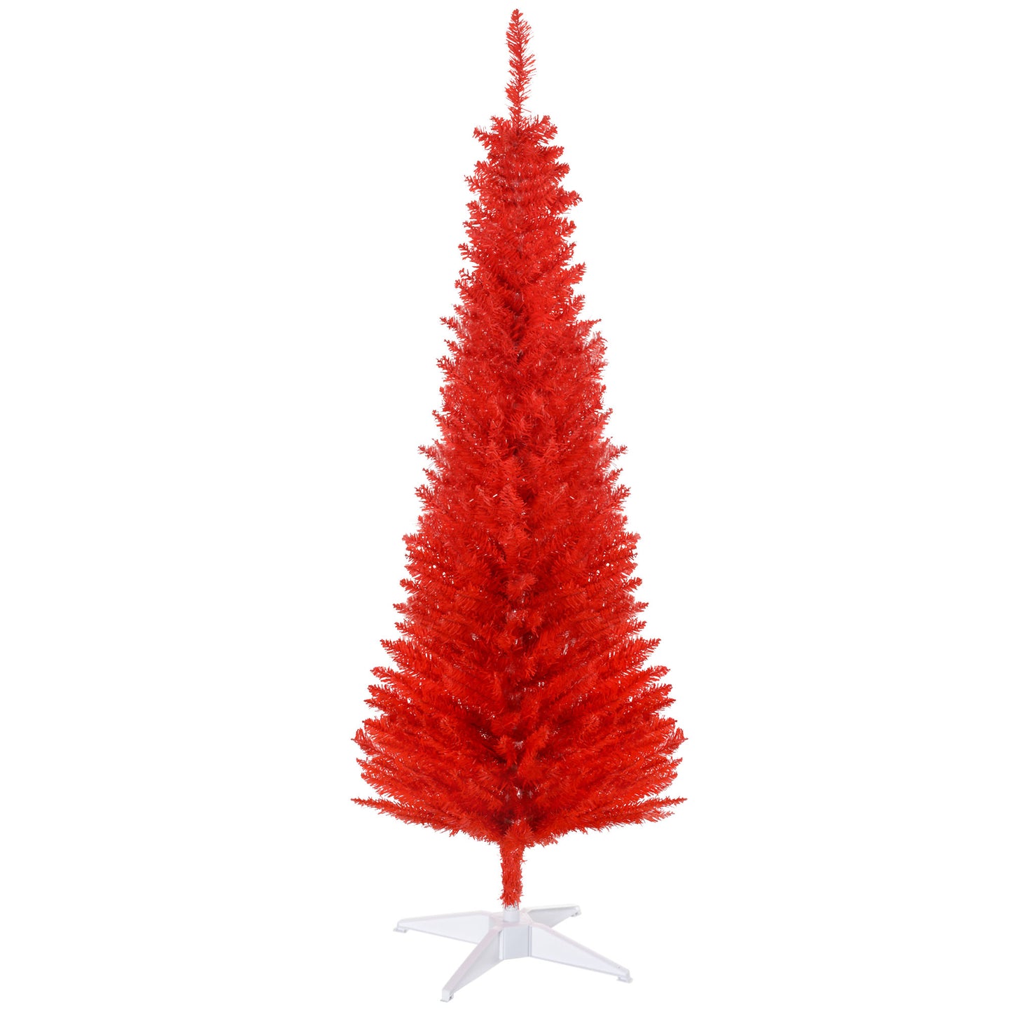 MegaMart 5FT Decorated Christmas Tree, Pencil Christmas Tree with 294 Realistic Branch Tips and Plastic Stand, Red