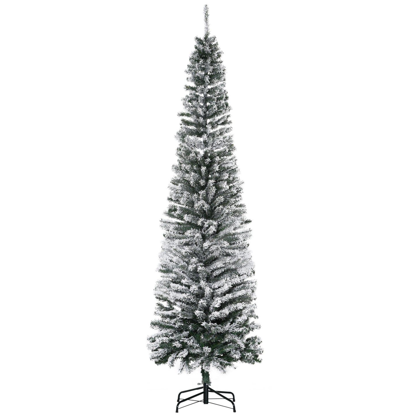 MegaMart 7.5ft Artificial Snow Flocked Christmas Tree, Winter Style Holiday Xmas Pencil Tree with Foldable Steel Stand Home Indoor Decoration, Green Slim Unlit Pine Hinged PVC | AosomLoading...Loading...Loading...Loading...Loading...Loading...Loading