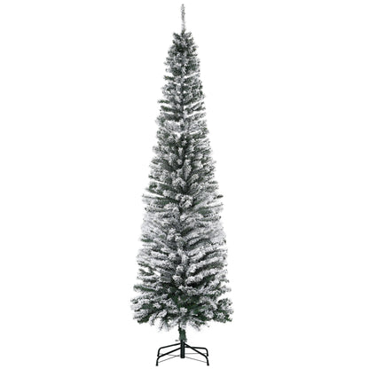 MegaMart 7.5ft Artificial Snow Flocked Christmas Tree, Winter Style Holiday Xmas Pencil Tree with Foldable Steel Stand Home Indoor Decoration, Green Slim Unlit Pine Hinged PVC | AosomLoading...Loading...Loading...Loading...Loading...Loading...Loading