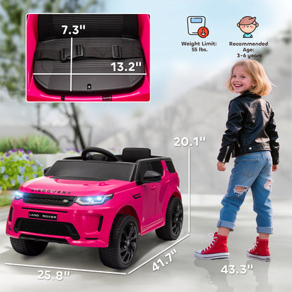MegaMart Land Rover Discovery Sport Licensed 12V Kids Ride on Car with Remote Control Soft Start, LED Lights, Pink