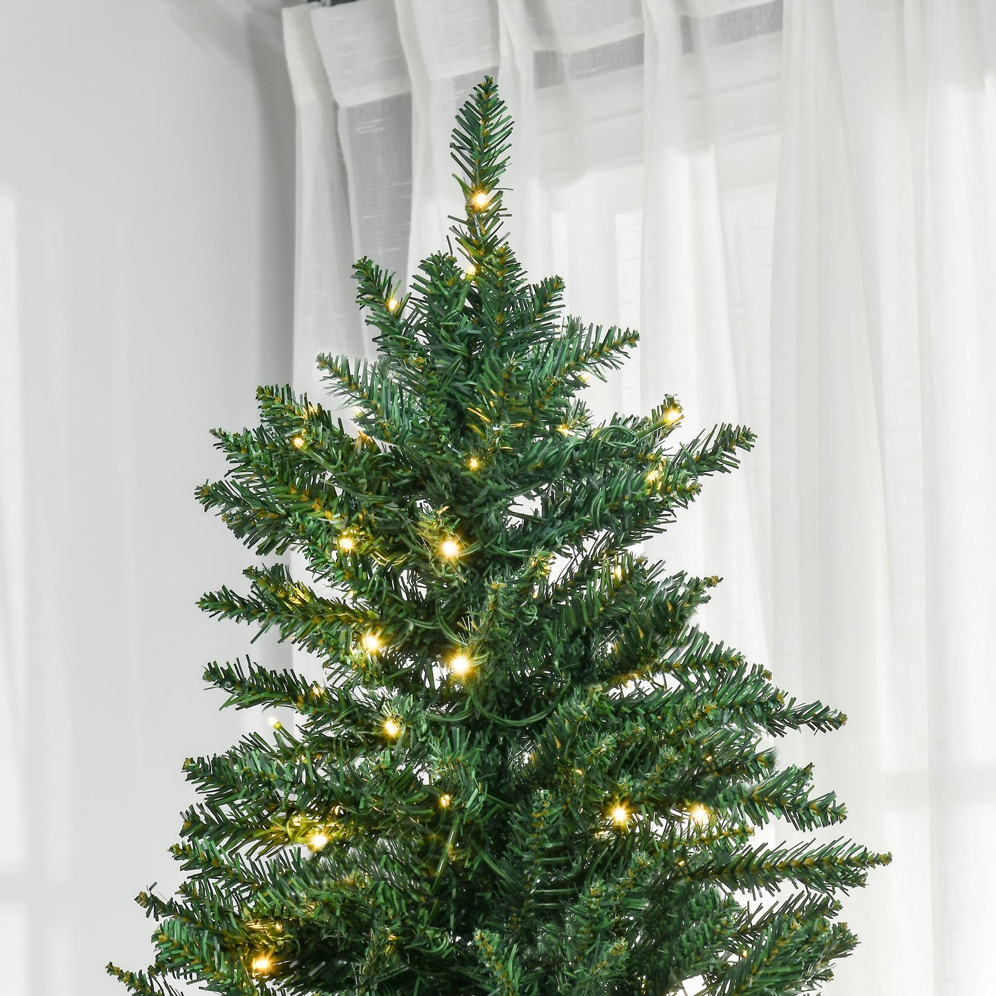 MegaMart 7ft Pre-Lit Full Douglas Fir Artificial Christmas Tree with Realistic Branches, 700 Warm White LED Lights and 2154 Tips