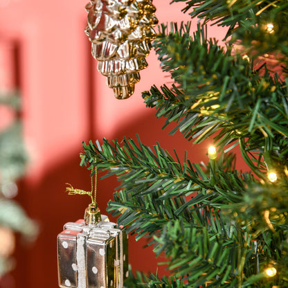 MegaMart 6' Tall Pre-Lit Slim Noble Fir Artificial Pencil Christmas Tree with 200 Warm White LED Lights and 390 Tips, for Christmas Decoration, Green