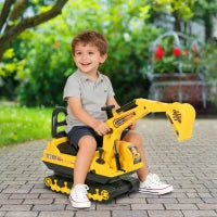 Kids 2-in-1 Ride-On Excavator Toy – Toddler Walker & Construction Digger