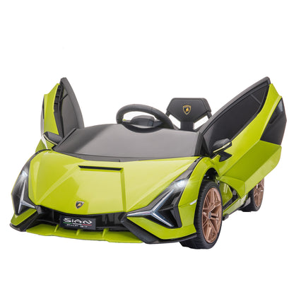 MegaMart 12V Lamborghini SIAN Licensed Electric Car for kids with Remote Control, Horn, Music, & Headlights, Green