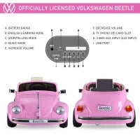 MegaMart Licensed Volkswagen Beetle Ride-on Kids Electric Car with Secondary Remote Control & Extra Wide Safety Tires - Pink