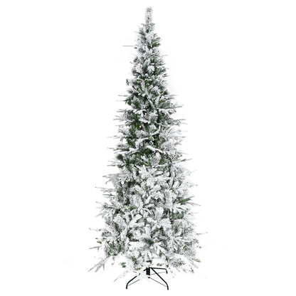 MegaMart 9' Unlit Snow Flocked Pine Artificial Christmas Tree with Realistic Branches and 1159 Tips, Green