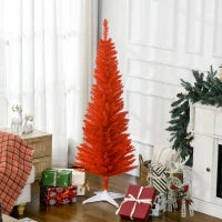 MegaMart 5FT Decorated Christmas Tree, Pencil Christmas Tree with 294 Realistic Branch Tips and Plastic Stand, Red