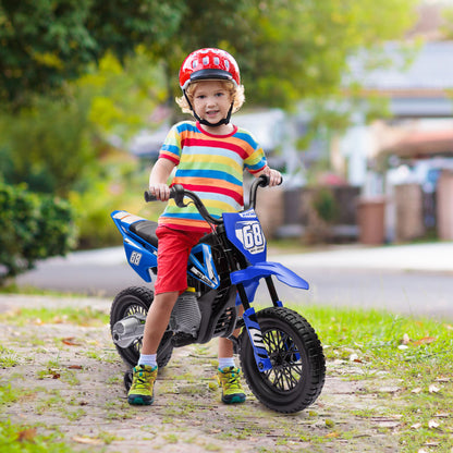 MegaMart 12V Kids Electric Motorcycle w/ Twist Grip Throttle, Training Wheels, Rear Suspension & Music, Blue