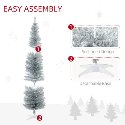 MegaMart 7FT Decorated Christmas Tree, Pencil Christmas Tree with 499 Realistic Branch Tips and Plastic Stand, Silver