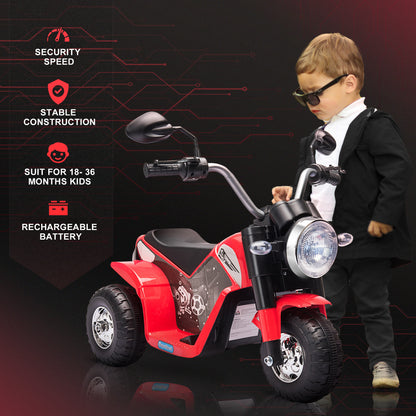 MegaMart Electric Motorcycle for Kids, 6V Battery Powered Ride-On Dirt Bike 3-Wheels Motorbike with Horn Headlights Realistic Sounds Speed for 18 - 36 Months Red