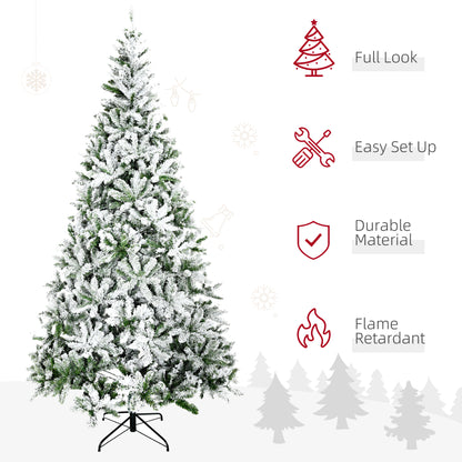 MegaMart 9' Tall Unlit Snow Flocked Pine Artificial Christmas Tree with Realistic Branches, Green