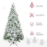 MegaMart 9' Tall Unlit Snow Flocked Pine Artificial Christmas Tree with Realistic Branches, Green