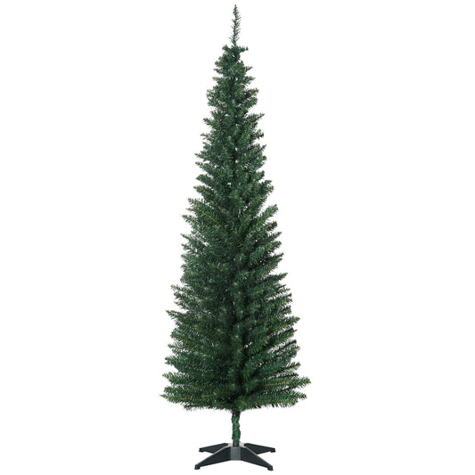 MegaMart 6' Artificial Pencil Christmas Tree, Slim Xmas Tree with 390 Realistic Branch Tips and Plastic Stand, Green