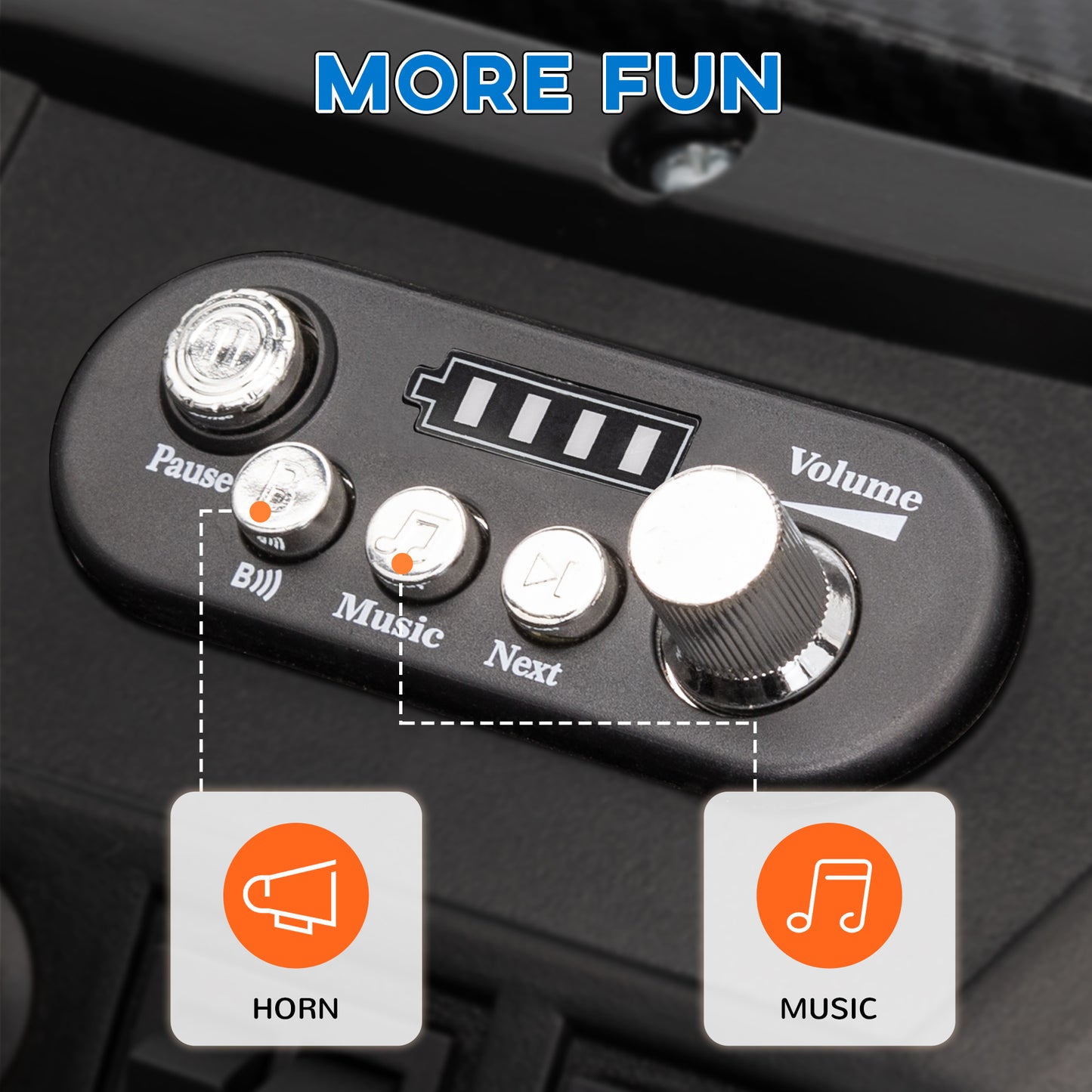 MegaMart 2 Seater 24V Kids Electric Car w/ Remote Control, 3 Speed, LED Lights, Music, Horn, Spring Suspension, Slow Start, Blue