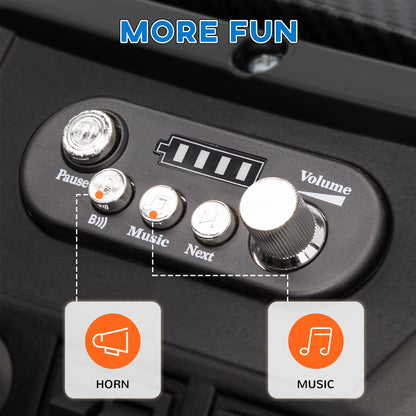 MegaMart 2 Seater 24V Kids Electric Car w/ Remote Control, 3 Speed, LED Lights, Music, Horn, Spring Suspension, Slow Start, Blue