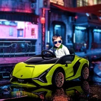 MegaMart 12V Lamborghini SIAN Licensed Electric Car for kids with Remote Control, Horn, Music, & Headlights, Green