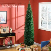 MegaMart 8ft Unlit Pencil Artificial Christmas Tree with Realistic Branches and 618 Tips, Plastic Base, Green