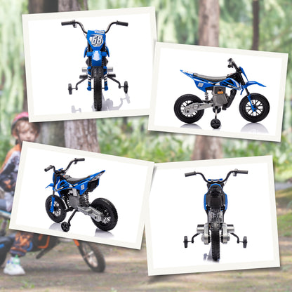 MegaMart 12V Kids Electric Motorcycle w/ Twist Grip Throttle, Training Wheels, Rear Suspension & Music, Blue