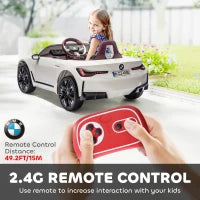 MegaMart 12V Electric Car for Kids with 2.4G Remote Control, Suspension, White