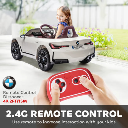 MegaMart 12V Electric Car for Kids with 2.4G Remote Control, Suspension, White