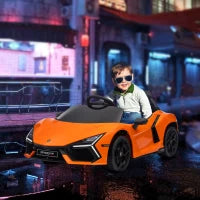 MegaMart Lamborghini Revuelto Licensed 12V Kids Ride on Car Electric Car w/ Hydraulic Doors, Remote, Transport Wheels, Orange