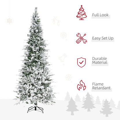 MegaMart 9' Unlit Snow Flocked Pine Artificial Christmas Tree with Realistic Branches and 1159 Tips, Green