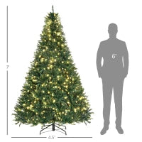 MegaMart 7ft Pre-Lit Full Douglas Fir Artificial Christmas Tree with Realistic Branches, 700 Warm White LED Lights and 2154 Tips